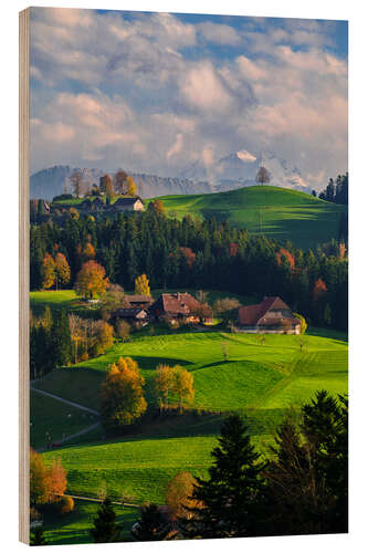 Wood print Autumn in the Bernese Oberland, Switzerland