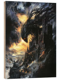 Wood print Black Creature
