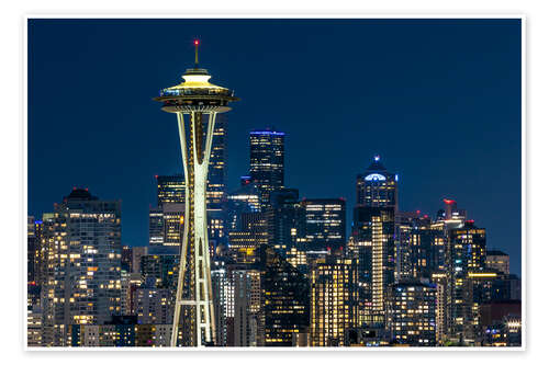 Poster Seattle skyline in the evening