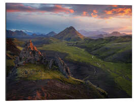 Aluminium print Sunset in the Highlands of Iceland