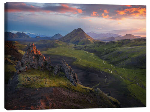 Leinwandbild Sonnenuntergang im Hochland von Island