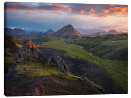 Leinwandbild Sonnenuntergang im Hochland von Island