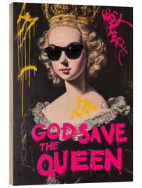 Wood print God save the queen