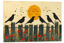 Hartschaumbild Krähen Meeting