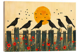 Holzbild Krähen Meeting