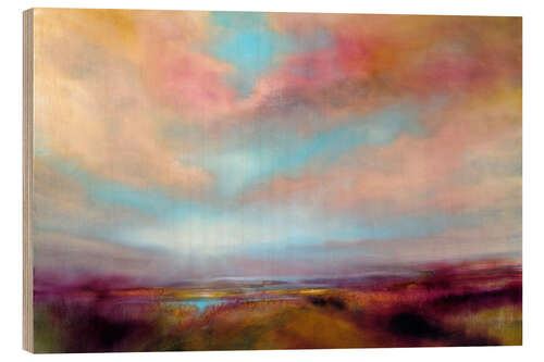 Stampa su legno Heathland in the evening light