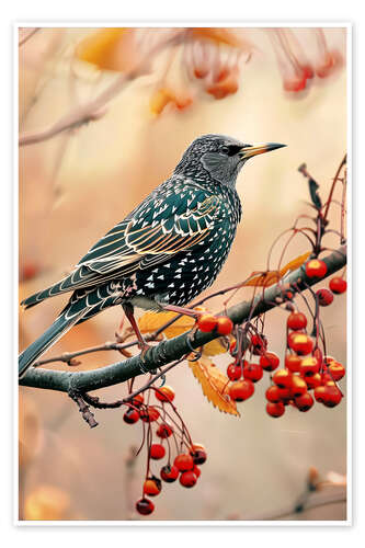 Poster Star mit Beeren im Herbst