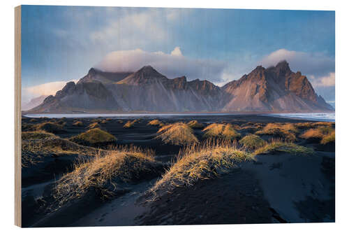 Holzbild Vestrahorn Berge in Island