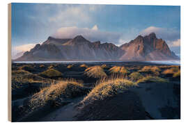 Holzbild Vestrahorn Berge in Island - Andreas Wonisch
