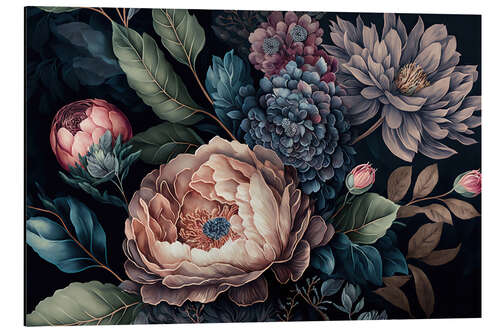 Aluminium print Vintage Watercolour Florals