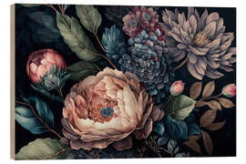 Wood print Vintage Watercolour Florals - Andrea Haase
