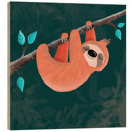Trätavla Little sloth relaxing - WACHtraum