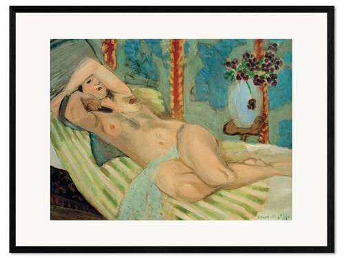 Plakat artystyczny premium w ramie Odalisque - Nude on a Blue Background, 1923
