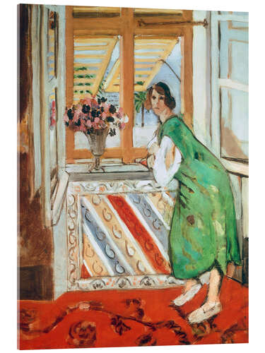 Stampa su vetro acrilico Interior in Nice, Young Woman in a Green Dress, 1921