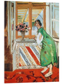Stampa su vetro acrilico Interior in Nice, Young Woman in a Green Dress, 1921 - Henri Matisse