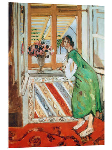 Galleritryk Interior in Nice, Young Woman in a Green Dress, 1921