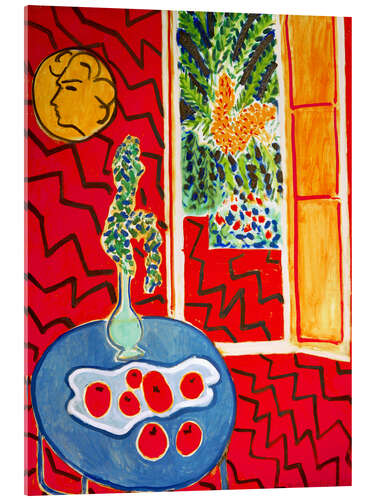 Quadro em acrílico Red Interior, Still Life on Blue Table, 1947