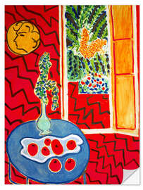 Selvklebende plakat Red Interior, Still Life on Blue Table, 1947