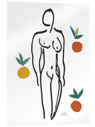 Stampa su vetro acrilico Female Nude with Oranges