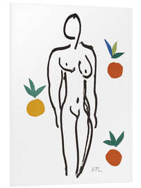 Foam board print Female Nude with Oranges