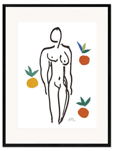 Impressão artística com moldura Female Nude with Oranges
