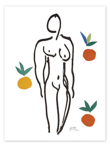 Póster Female Nude with Oranges