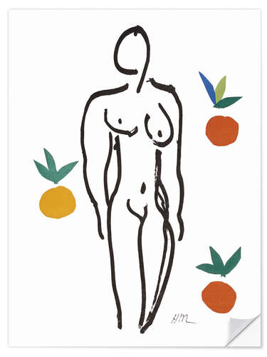 Wall sticker Female Nude with Oranges