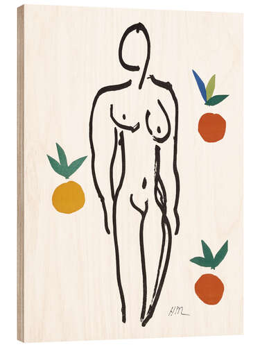 Obraz na drewnie Female Nude with Oranges