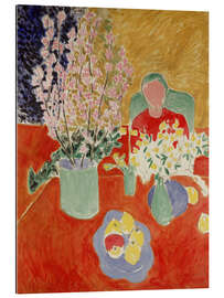 Tableau en plexi-alu Fleurs, prune, fond vert, 1948