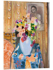 Acrylglasbild Blumen vor einem Portrait