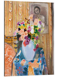 Alubild Blumen vor einem Portrait