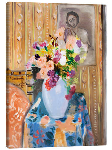Canvas print Flowers in front of a portrait