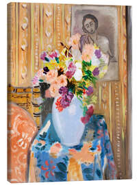 Canvas print Flowers in front of a portrait - Henri Matisse