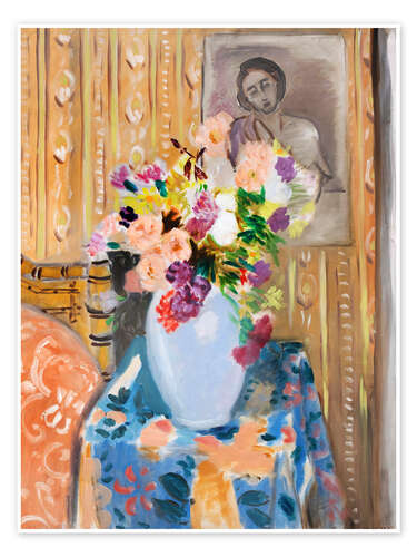 Poster Flowers in front of a portrait