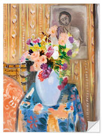 Wandsticker Blumen vor einem Portrait