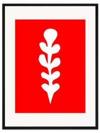 Gerahmter Kunstdruck Weiße Palme auf Rot