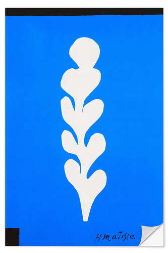 Vinilo para la pared White Palm on Blue