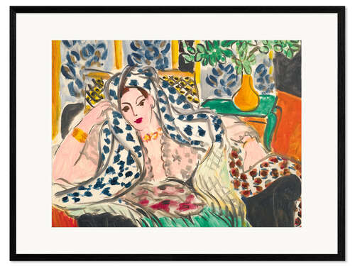Gerahmter Kunstdruck Odaliske mit schwarzem Sessel