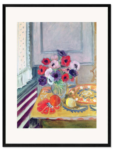 Gerahmter Kunstdruck Stillleben mit Anemonen, 1924