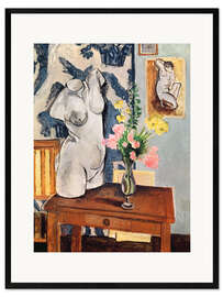 Kunsttryk i ramme Gipstorso og blomsterbuket, 1919