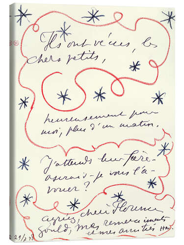 Canvas print Letter from the painter to Florence Gould, July 29, 1948