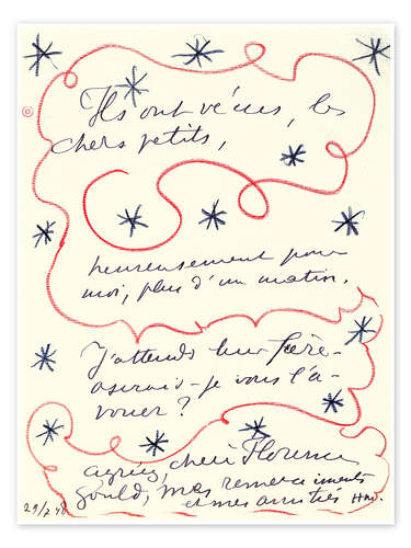 Poster Letter from the painter to Florence Gould, July 29, 1948