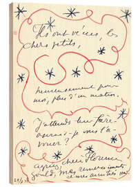 Tableau en bois Lettre du peintre à Florence Gould, 29 juillet 1948 - Henri Matisse
