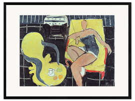 Gerahmter Kunstdruck Tänzer und Rocaille Sessel auf schwarzem Hintergrund, 1942