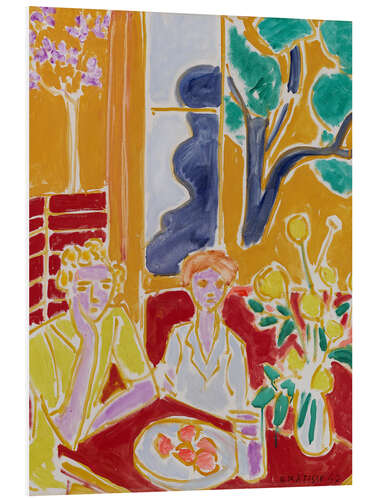 PVC-tavla Two Girls in a Yellow-Red Interior, 1947