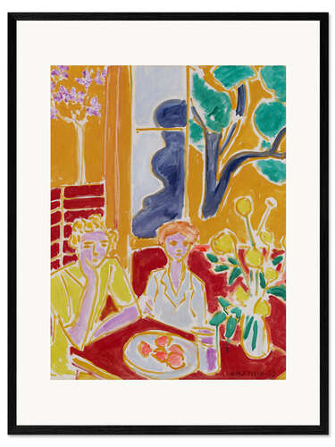 Innrammet kunsttrykk Two Girls in a Yellow-Red Interior, 1947