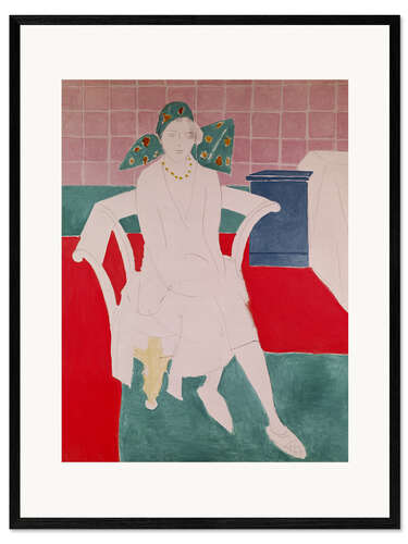 Plakat artystyczny premium w ramie Woman with Madras Hat, 1930