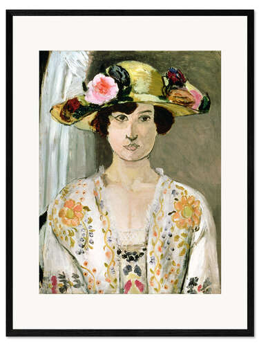 Plakat artystyczny premium w ramie Woman with Hat, 1920