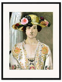 Gerahmter Kunstdruck Frau mit Hut, 1920