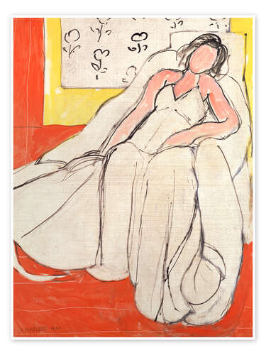 Plakat Young woman in white with red background, 1944
